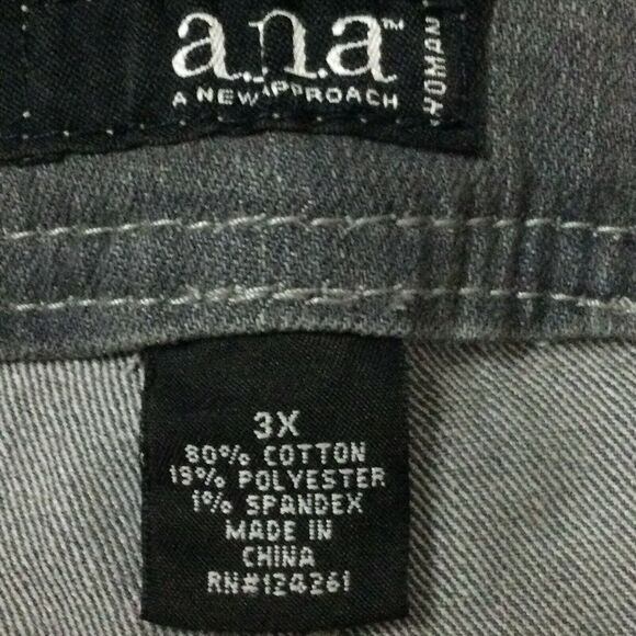 ana Womens Jeans size 3X new nwt $44 Gray Skinny Straight x33"ins Cotton Stretch - Picture 6 of 11